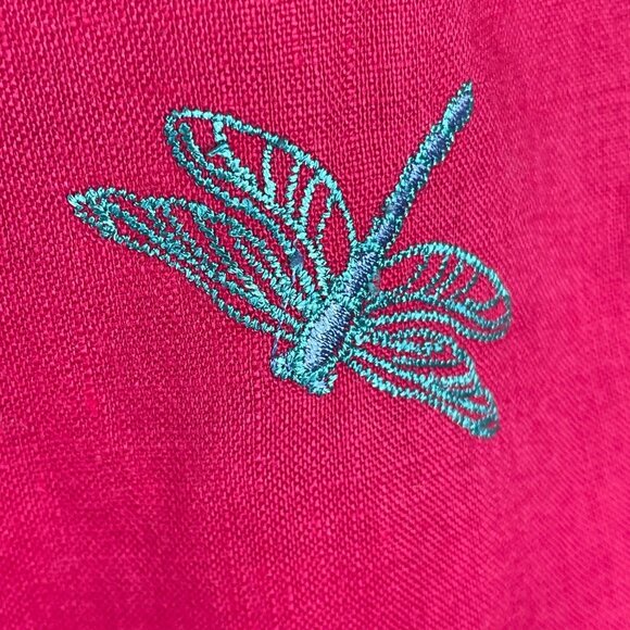 Embroidered Dragonfly Pink Women's Top - Picture 6 of 12
